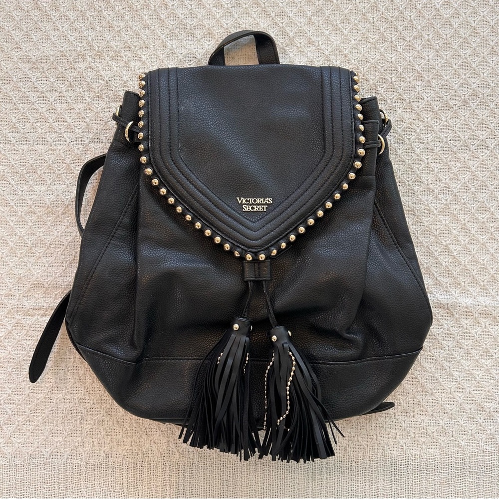 Victoria Secret Black Leather mid size backpack